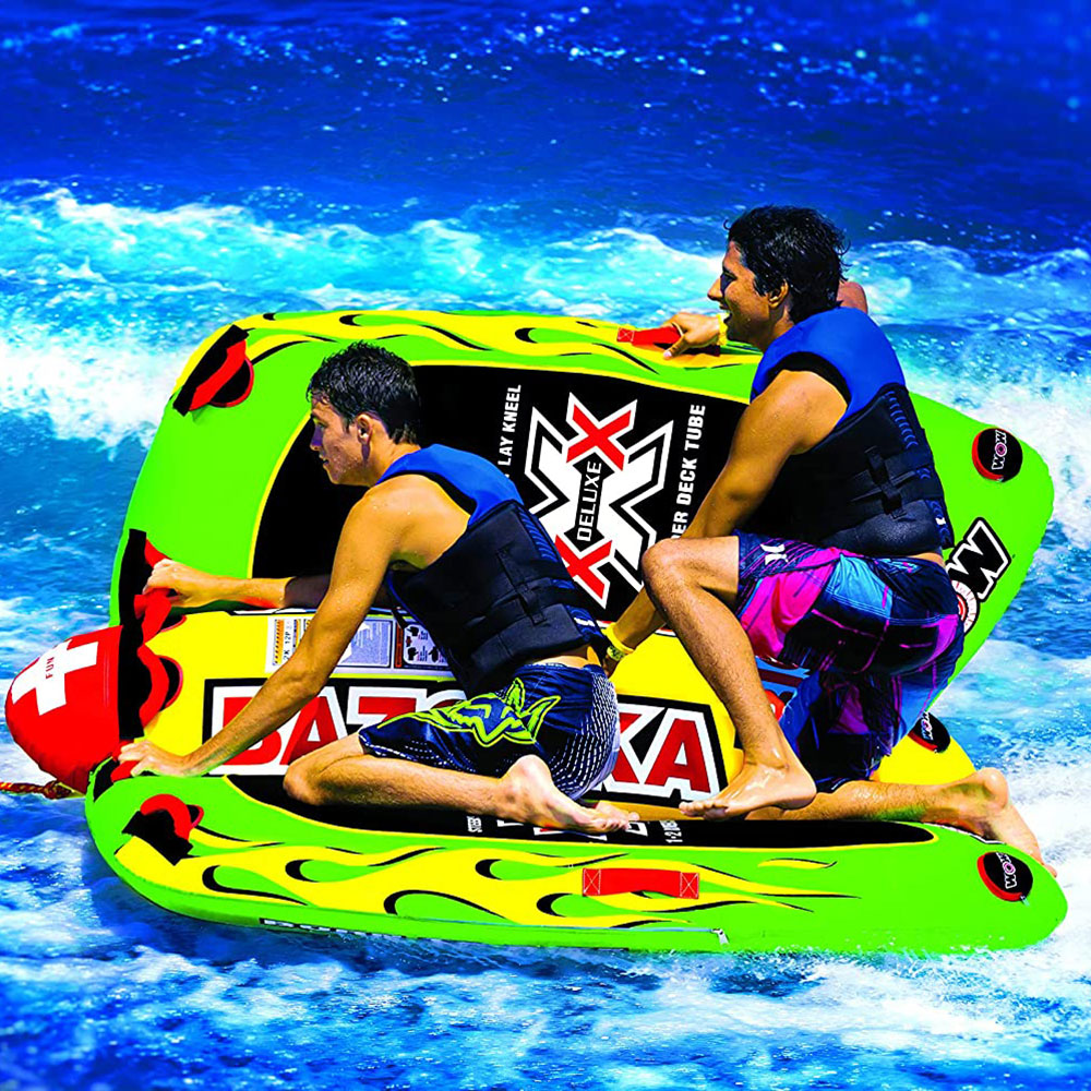 WOW Watersports Big Bazooka Steerable 1 to 4 Person Towable Tube, Green (Used)