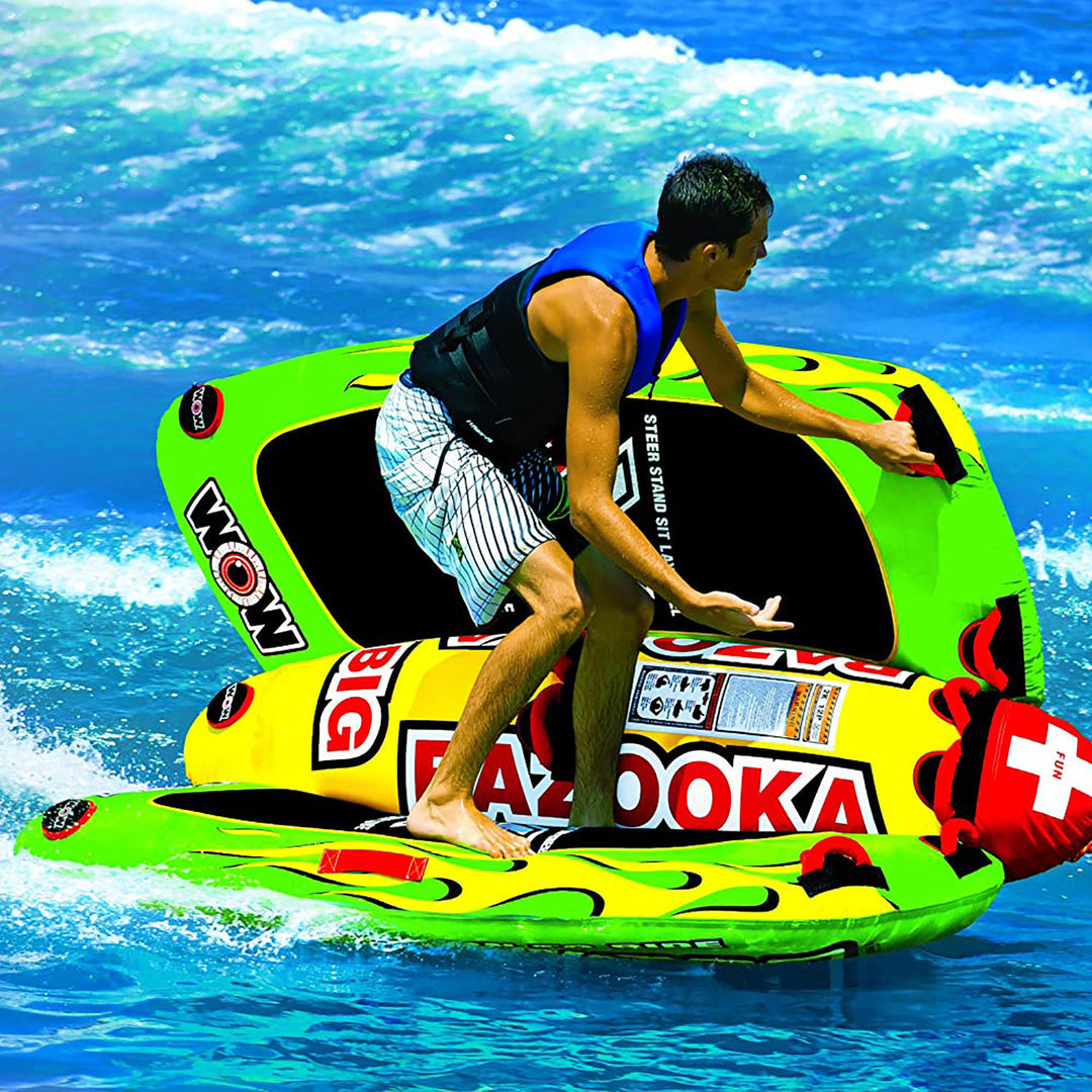 WOW Watersports Big Bazooka Steerable 1 to 4 Person Towable Tube (Open Box) - VMInnovations
