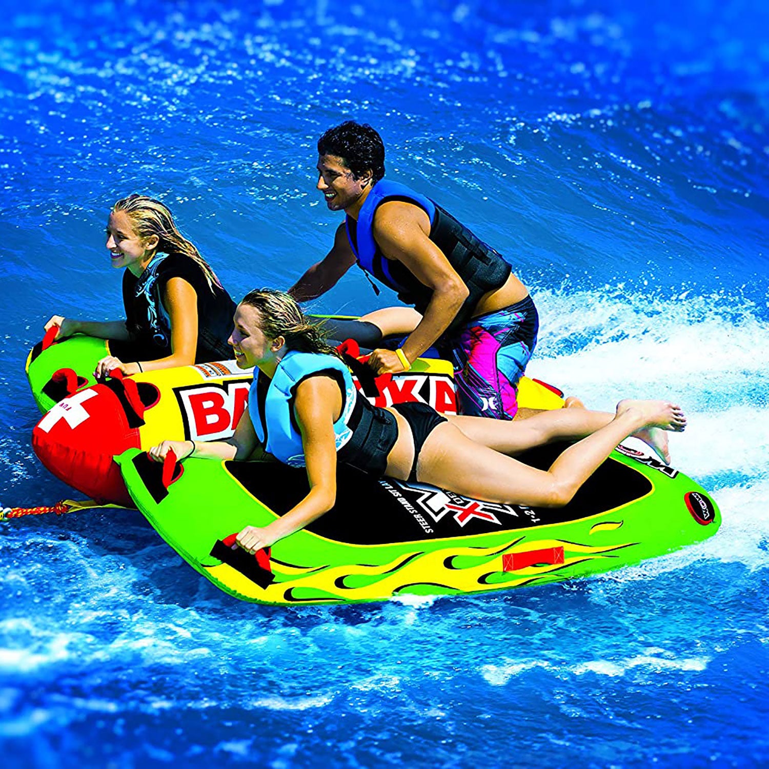 WOW Watersports Big Bazooka Steerable 1 to 4 Person Towable Tube, Green (Used)