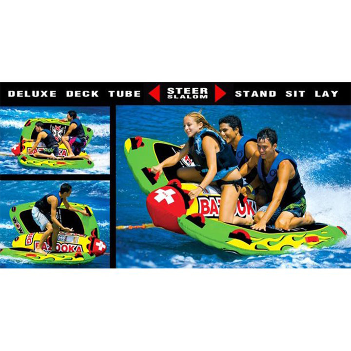 WOW Watersports Big Bazooka Steerable 1 to 4 Person Towable Tube (Open Box) - VMInnovations