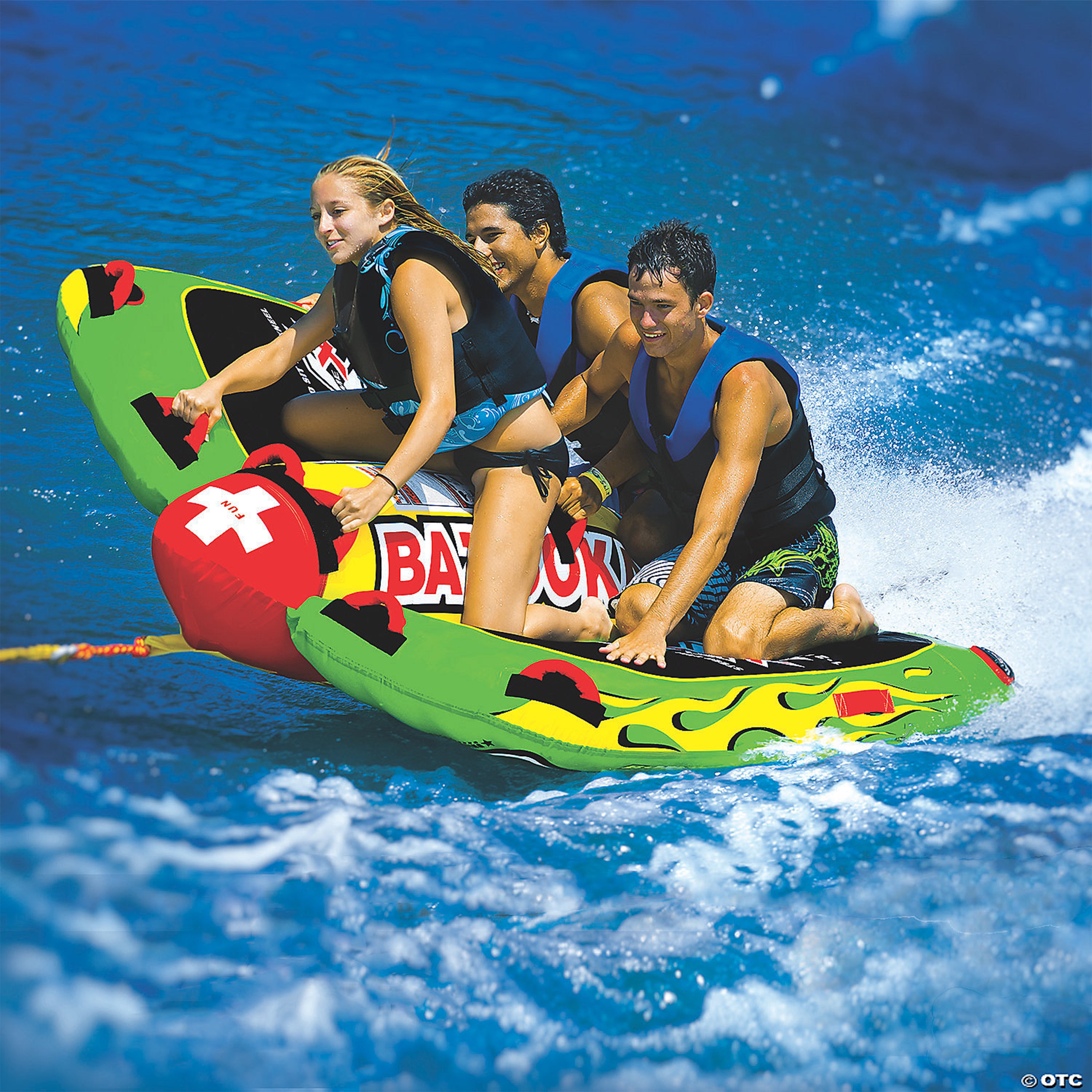 WOW Watersports Big Bazooka Steerable 1 to 4 Person Towable Tube, Green (Used)