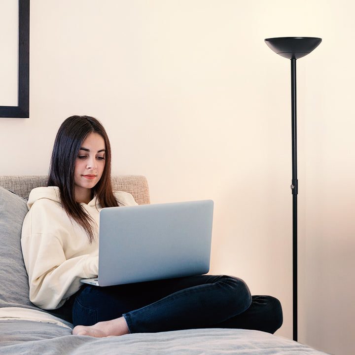 Brightech SkyLite LED High Lumen Uplight Standing Floor Lamp, Black (Open Box) - VMInnovations