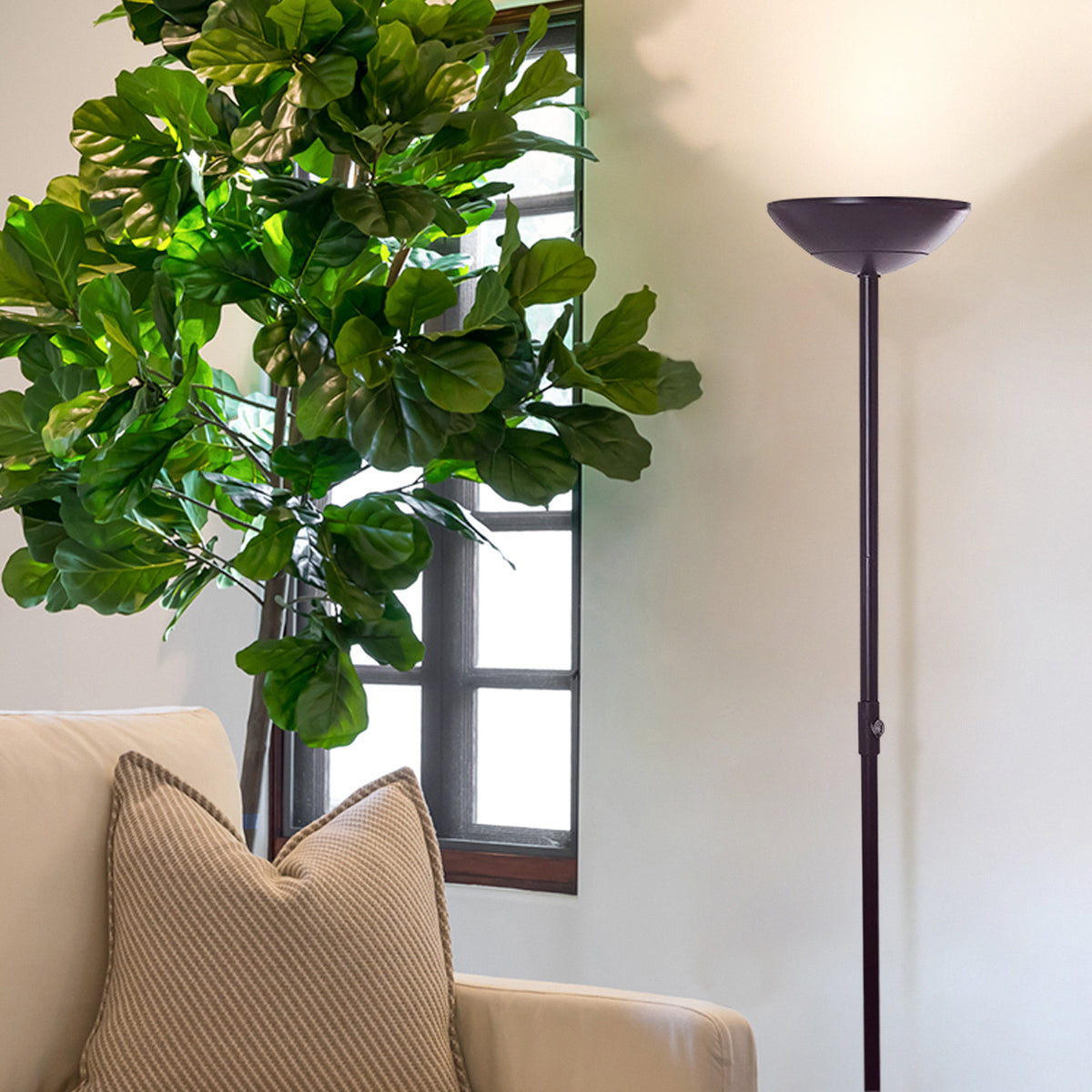 Brightech SkyLite LED High Lumen Uplight Torchiere Standing Floor Lamp, Black