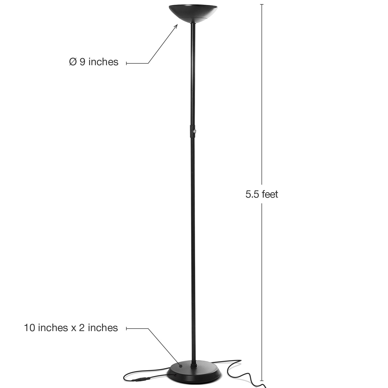 Brightech SkyLite LED High Lumen Uplight Standing Floor Lamp, Black (Open Box) - VMInnovations