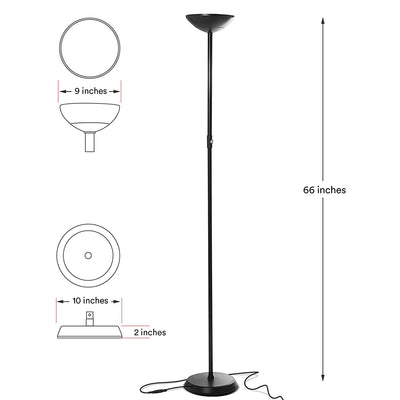 Brightech SkyLite LED High Lumen Uplight Torchiere Floor Lamp, Black (2 Pack)
