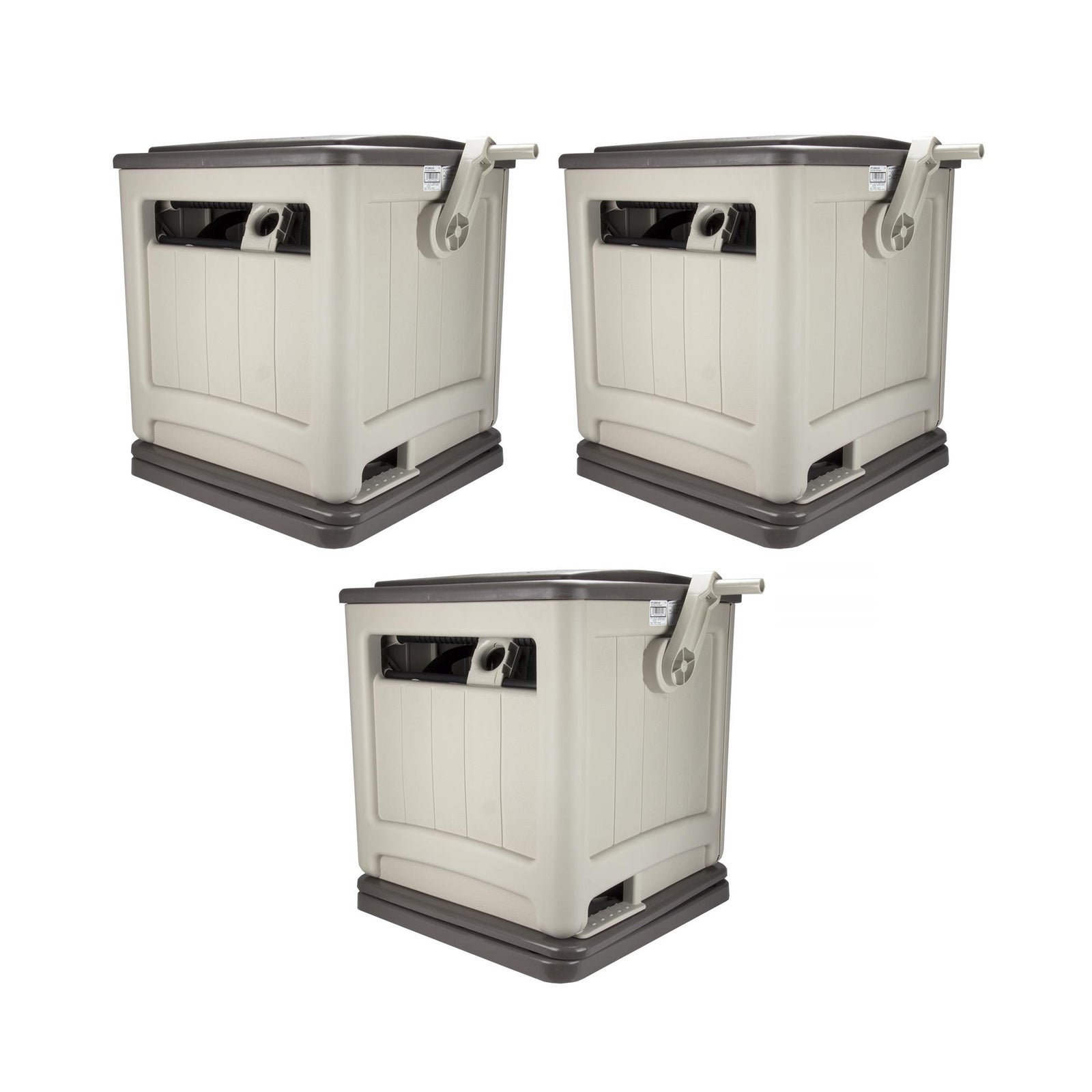 Suncast Swivel Hose Reel Storage Hideaway w/Smart Trak Hose Guide & Bin (3 Pack) - VMInnovations