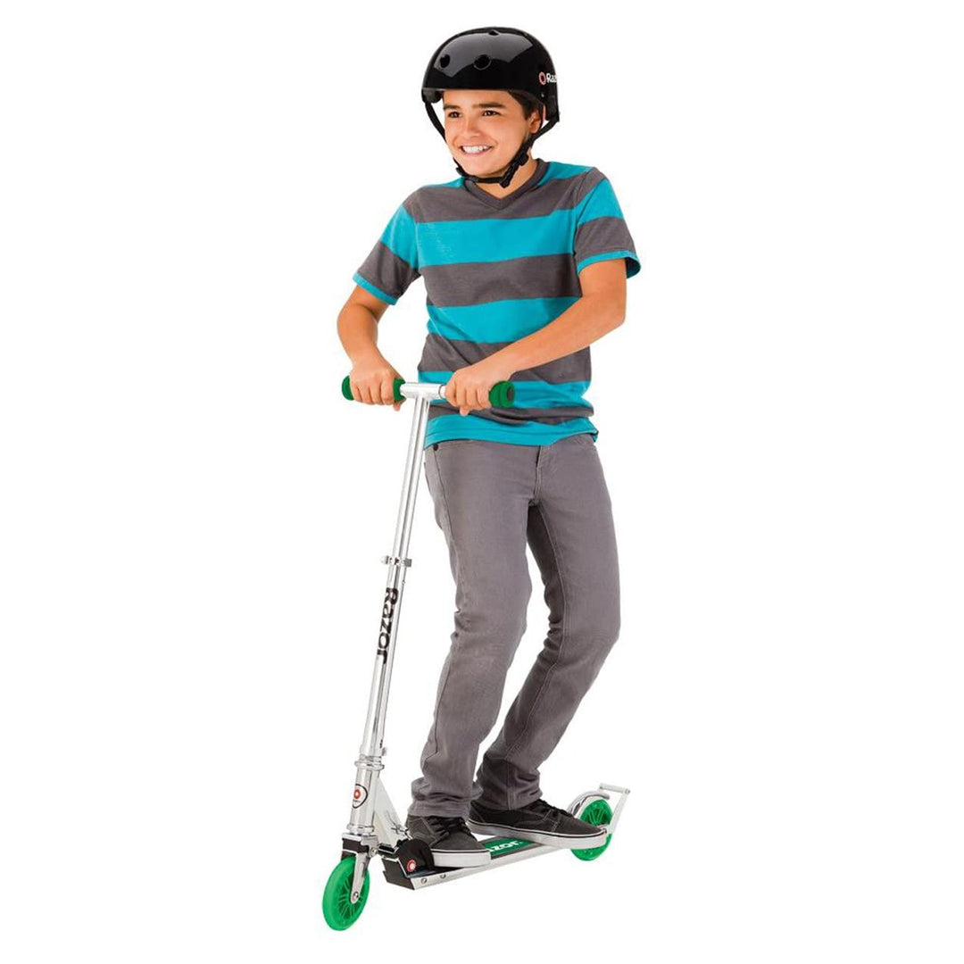 Razor A3 Lightweight Kick Push Folding Aluminum Portable Scooter for Kids, Green