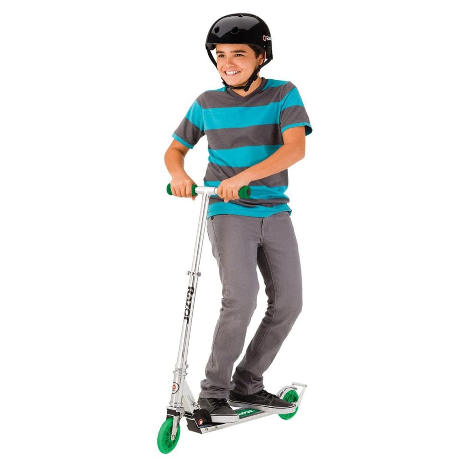 Razor A3 Lightweight Kick Push Folding Aluminum Portable Scooter for Kids, Green - VMInnovations