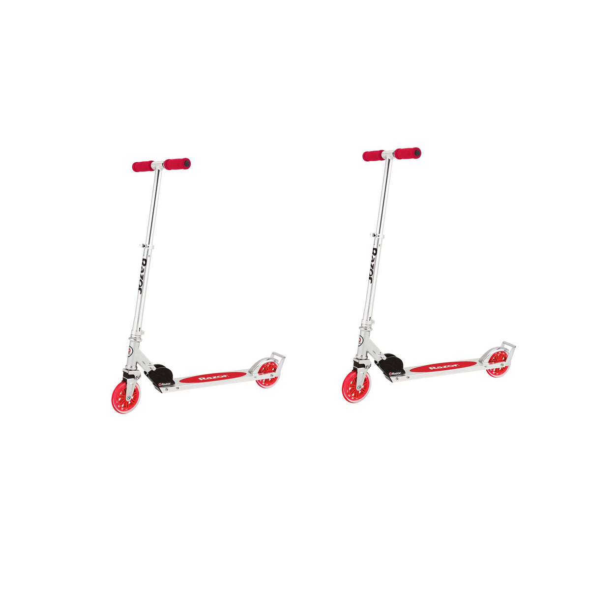 Razor A3 Kids Folding Aluminum Portable Scooter with Wheelie Bar, Red (2 Pack)