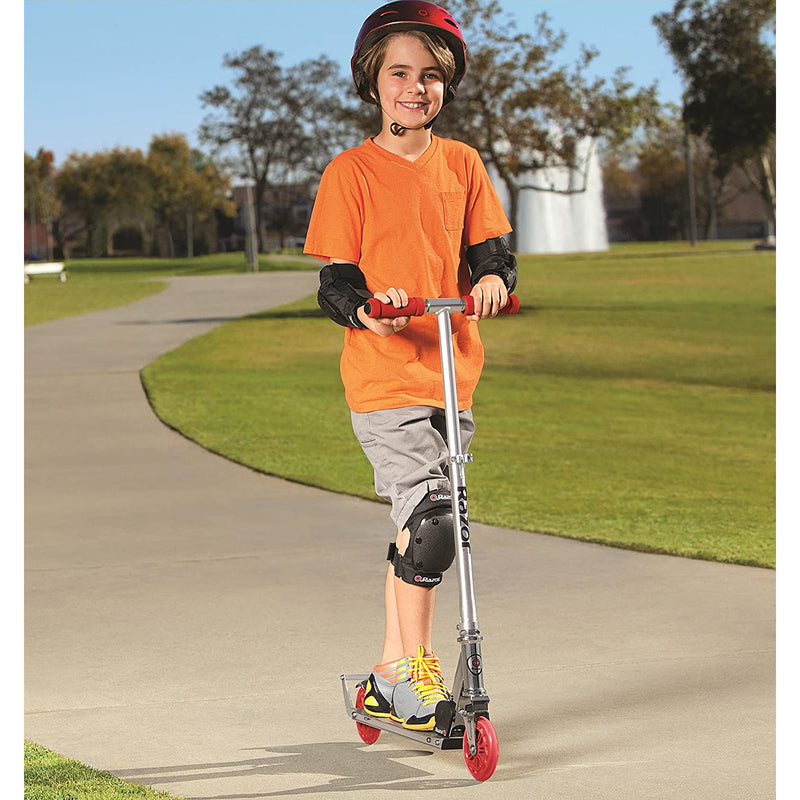 Razor A3 Kick Push Folding Aluminum Portable Scooter for Kids, Red (Open Box)