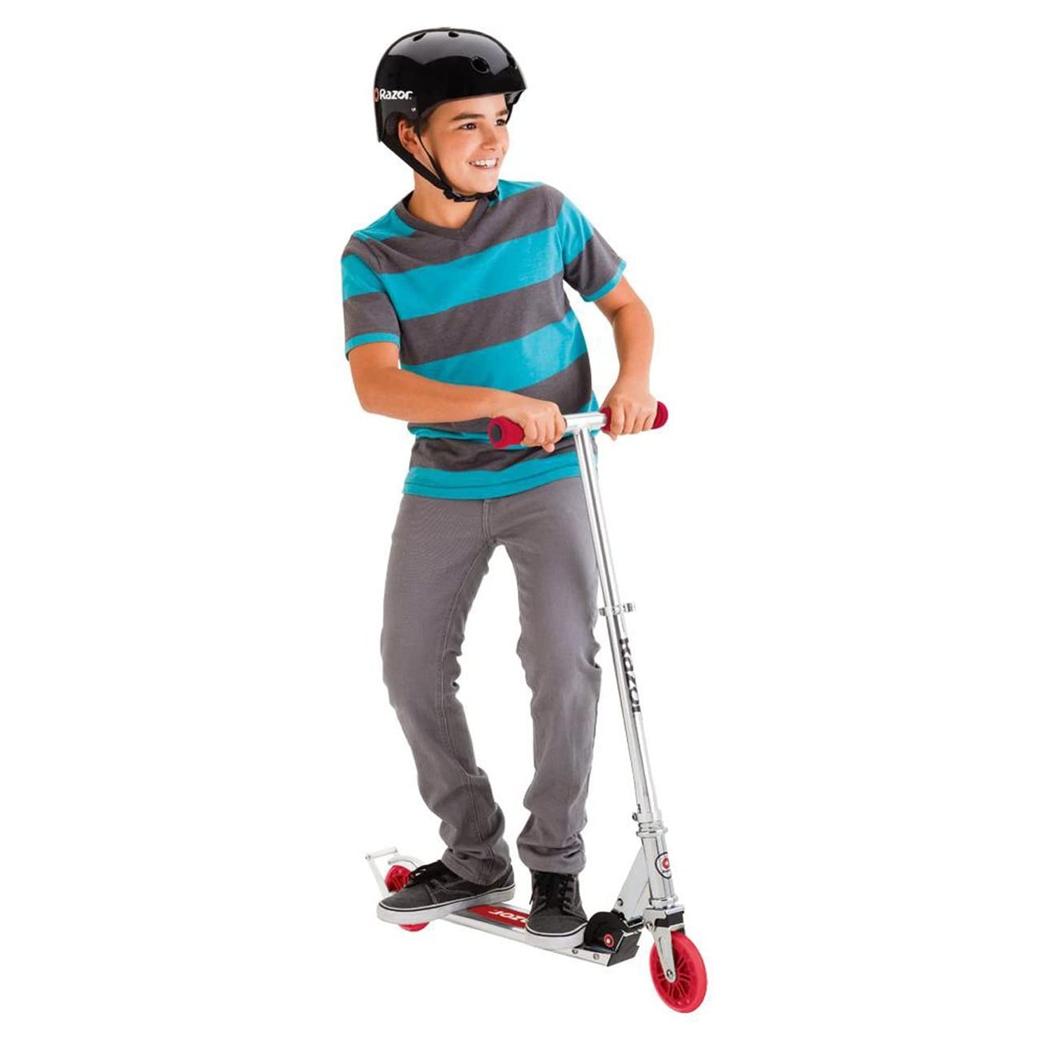 Razor A3 Kick Push Folding Aluminum Portable Scooter for Kids, Red (Open Box) - VMInnovations