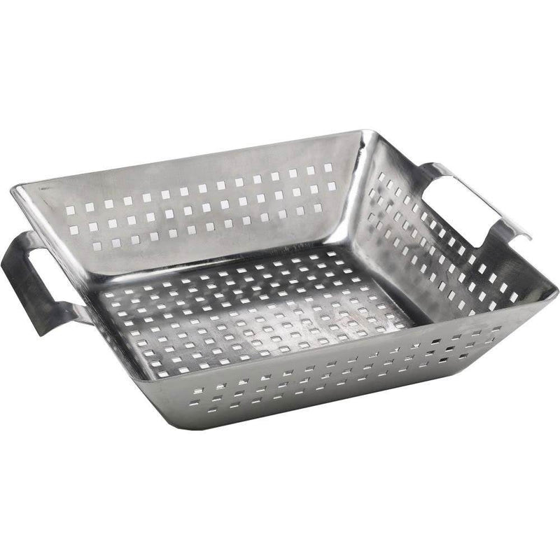 Bull 24108 Perforated Stainless Steel Square Wok for Grill with Handles, Silver