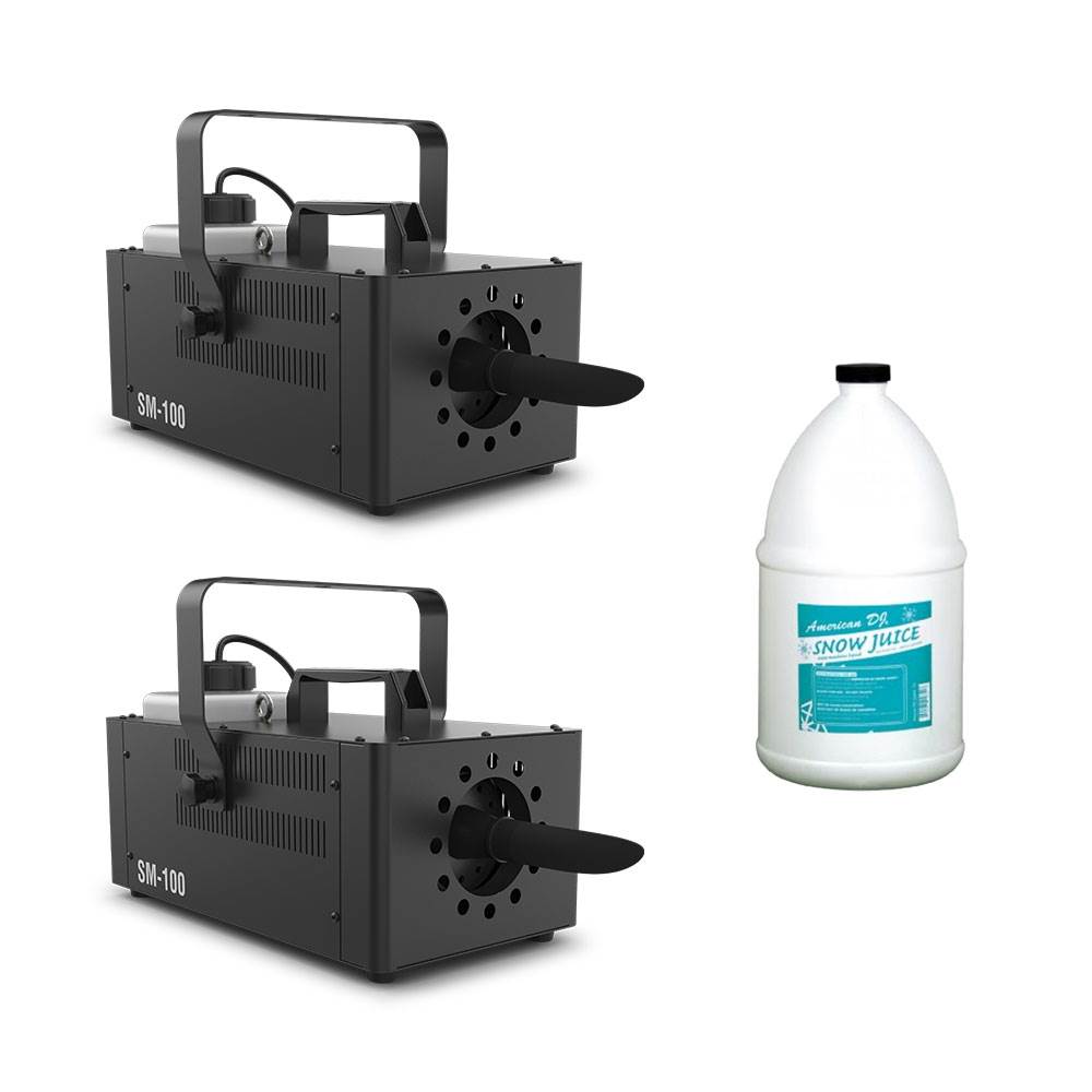 Chauvet DJ Snow Machine w/ Wired Remote (2 Pack) and 1 Gallon Snow Fluid Juice - VMInnovations