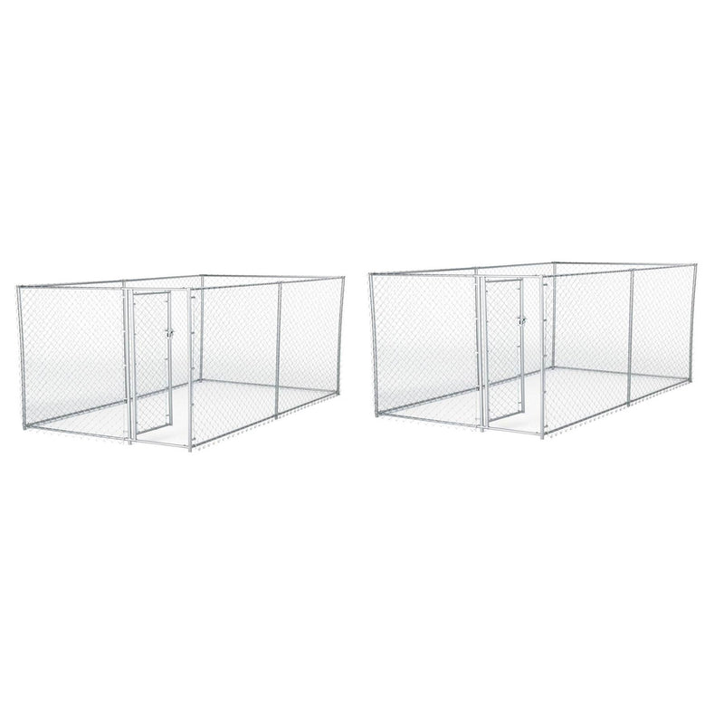 Lucky Dog 10 x 5 x 4 Foot Heavy Duty Outdoor Chain Link Kennel Enclosure (2 Pk)