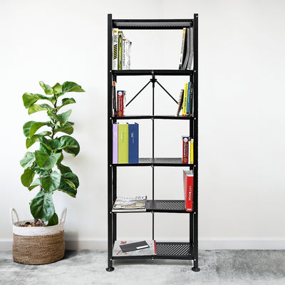 Origami 6 Shelf Open Styled Organizational Deco Rack Bookshelf, Black (Used) - VMInnovations