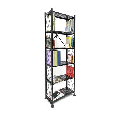 Origami 6 Shelf Bookcase Open Organizer Freestanding Living Room Shelves, Black - VMInnovations