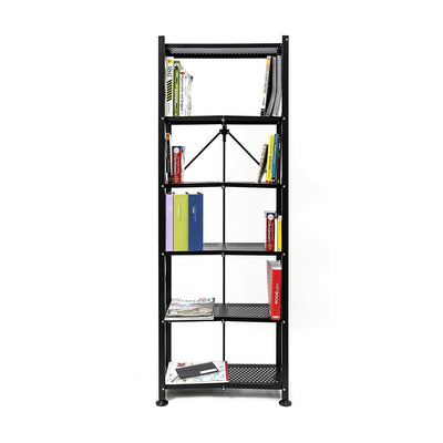 Origami 6 Shelf Bookcase Open Organizer Freestanding Living Room Shelves, Black