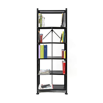 Origami 6 Shelf Open Styled Organizational Deco Rack Bookshelf, Black (Used) - VMInnovations