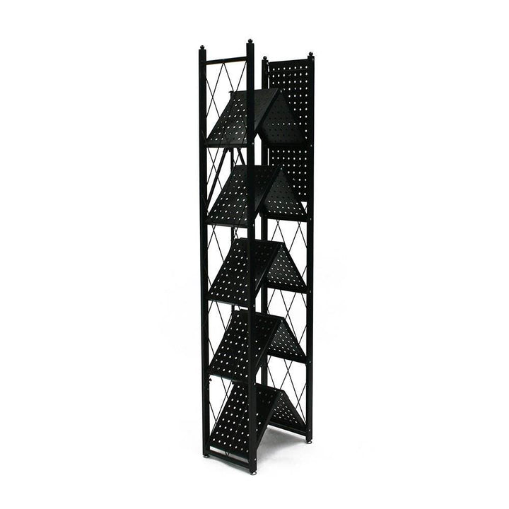 Origami 2 Pack 6 Shelf Bookcase Open Organizer Freestanding Rack Shelves, Black - VMInnovations