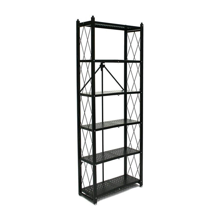 Origami 2 Pack 6 Shelf Bookcase Open Organizer Freestanding Rack Shelves, Black - VMInnovations