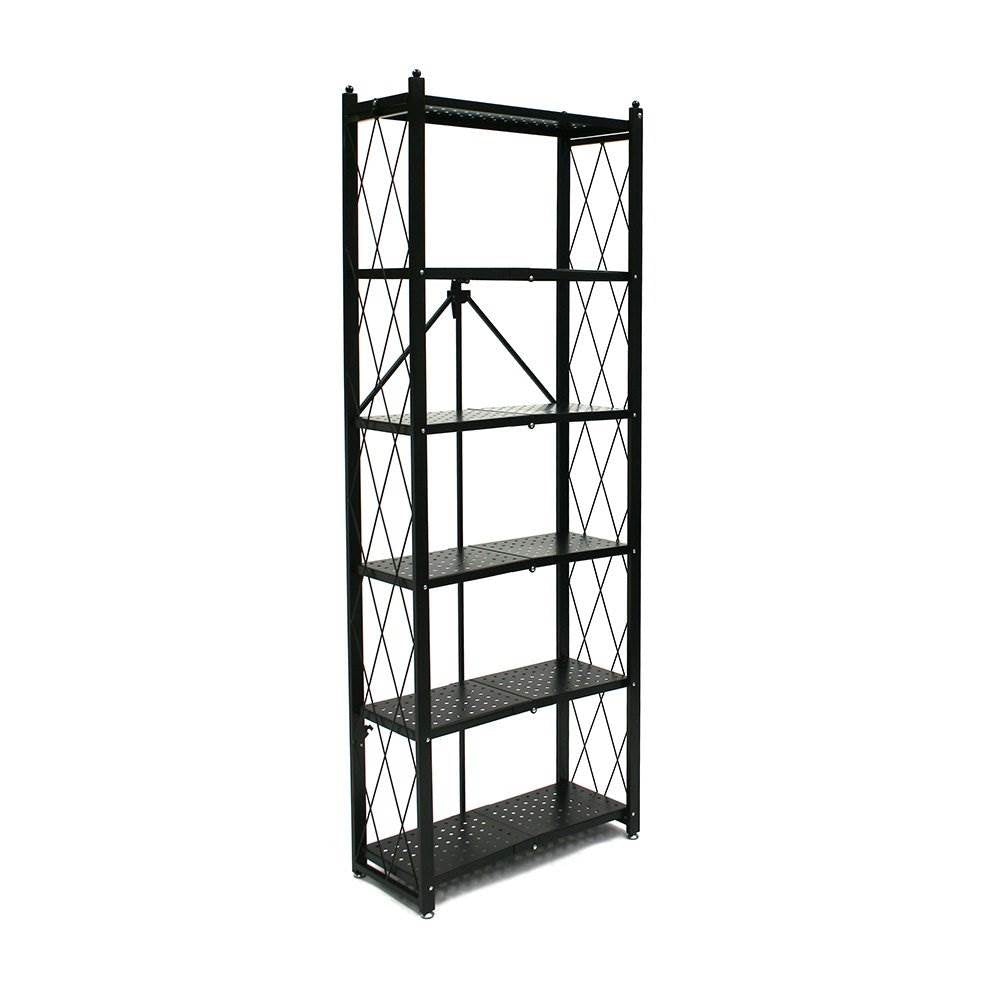 Origami 6 Shelf Bookcase Open Organizer Living Room Shelves, Black (Open Box)