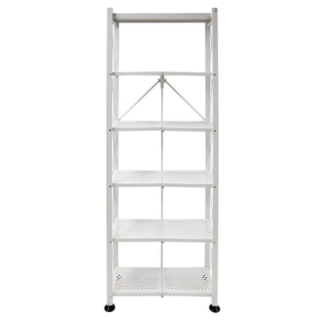 Origami 2 Pack 6 Shelf Open Styled Organizational Deco Rack Bookshelf, White - VMInnovations