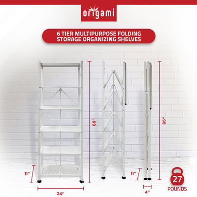 Origami RB-03 6 Shelf Open Styled Home Organizational Deco Rack Bookshelf, White