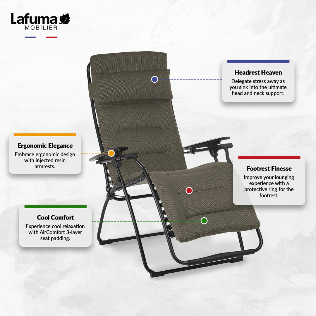 Lafuma Futura Air Comfort XL Series Outdoor Relaxation Chair, Taupe (Open Box) - VMInnovations