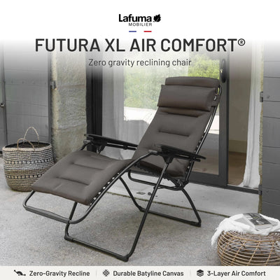 Lafuma Futura Air Comfort XL Series Outdoor Relaxation Chair, Taupe (Open Box) - VMInnovations