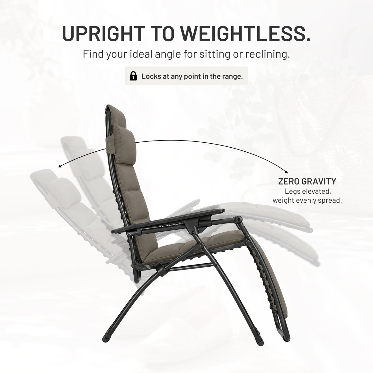 Lafuma Futura Air Comfort XL Series Outdoor Relaxation Chair, Taupe (Open Box) - VMInnovations