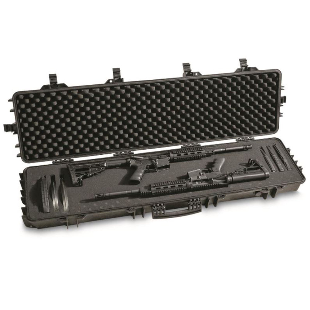 HQ Issue Molded Plastic Large Double Carry Gun Case with Transport Wheels, Black - VMInnovations