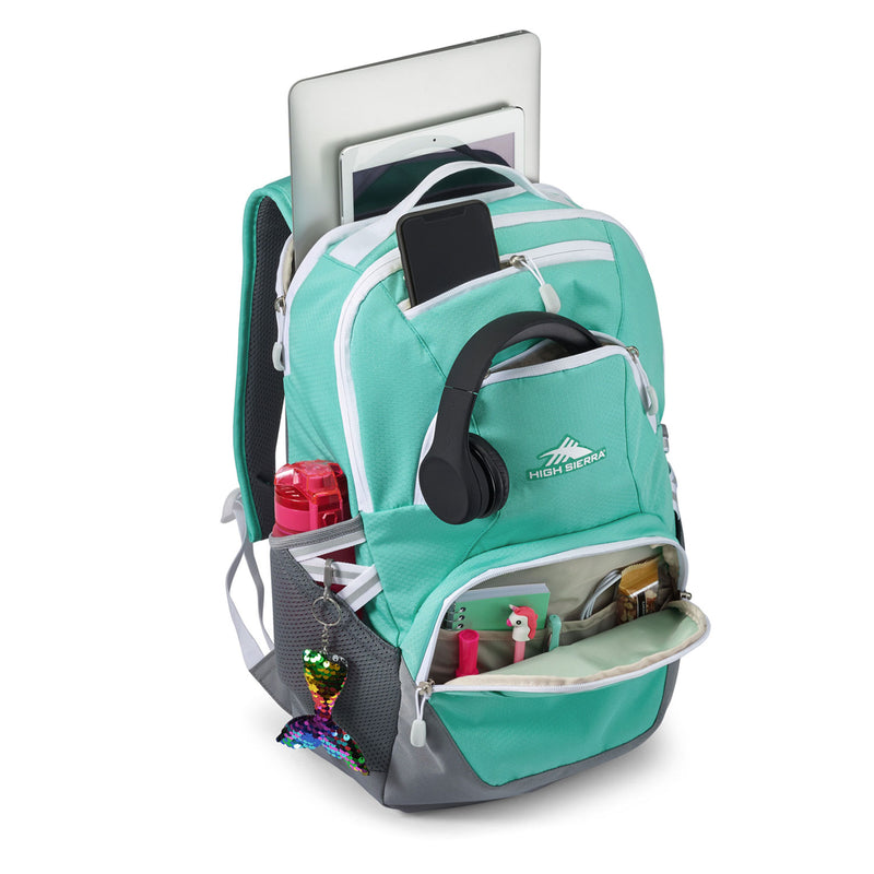 High Sierra Swoop SG Backpack Bookbag w/Laptop Drop Protection Pocket, Grn(Used)