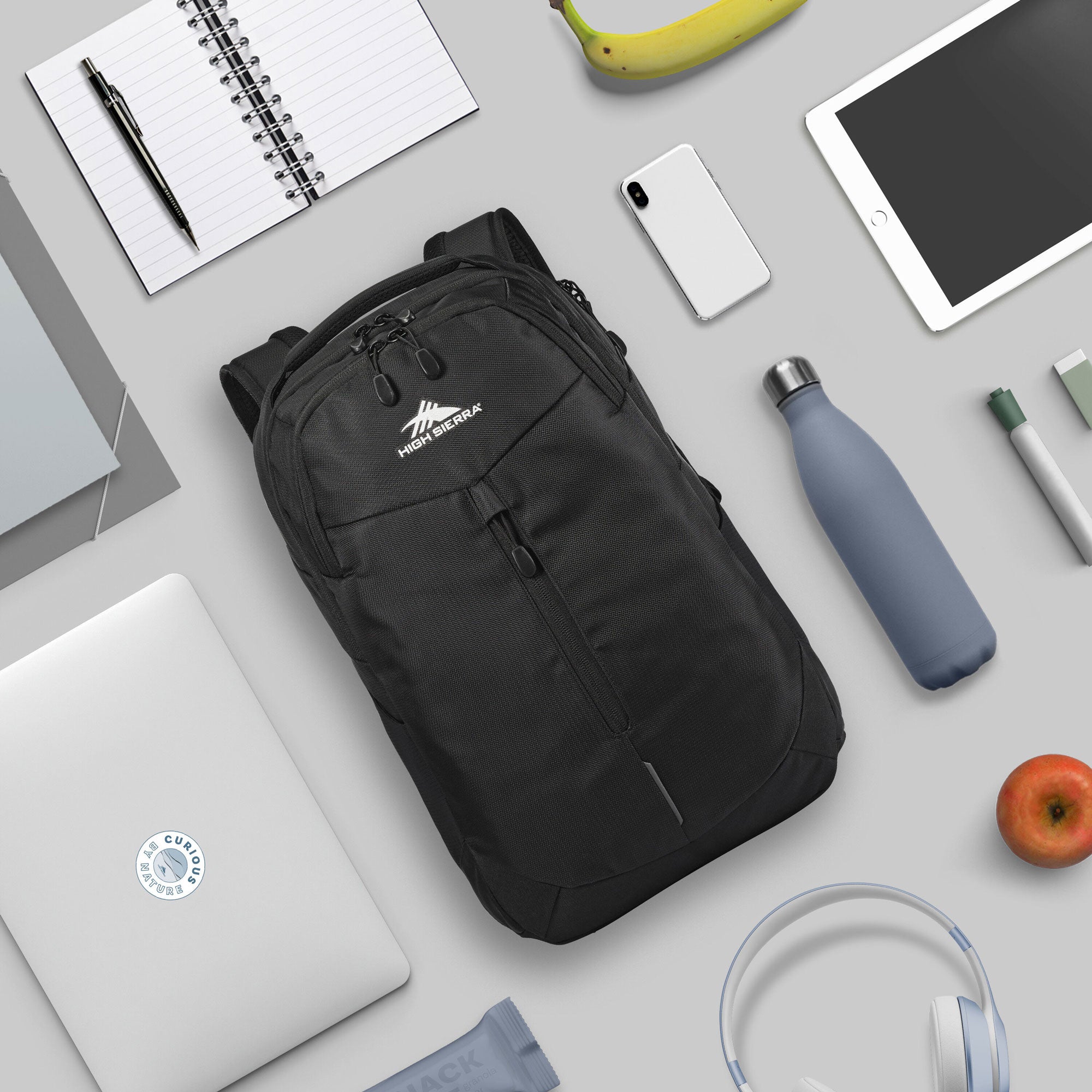 Swerve Pro Backpack Bookbag w/ Laptop Pocket & Tablet Sleeve, Black (Used) - VMInnovations