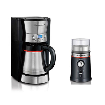 Hamilton Beach 10 Cup Coffee Maker w/ Carafe & Custom Grind Coffee Bean Grinder