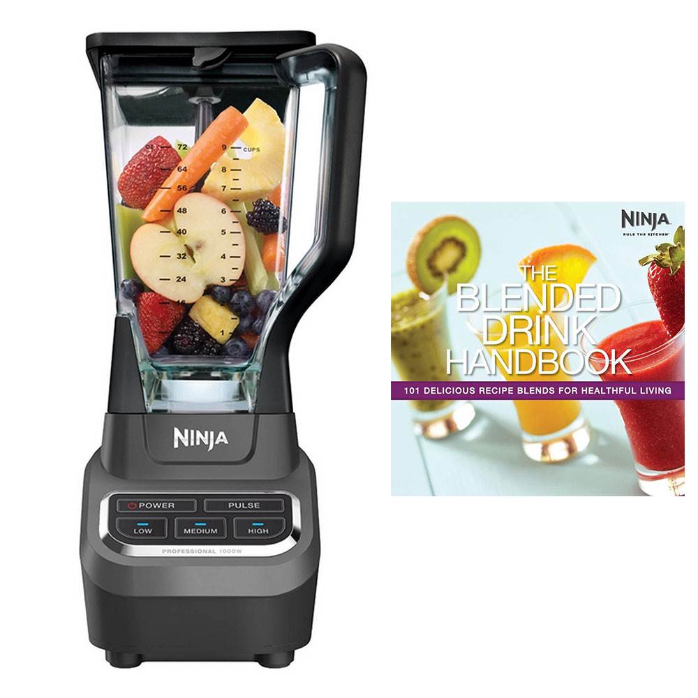 Ninja Professional 1000W Blender (Certified Refurbished) and Drink Recipe Book