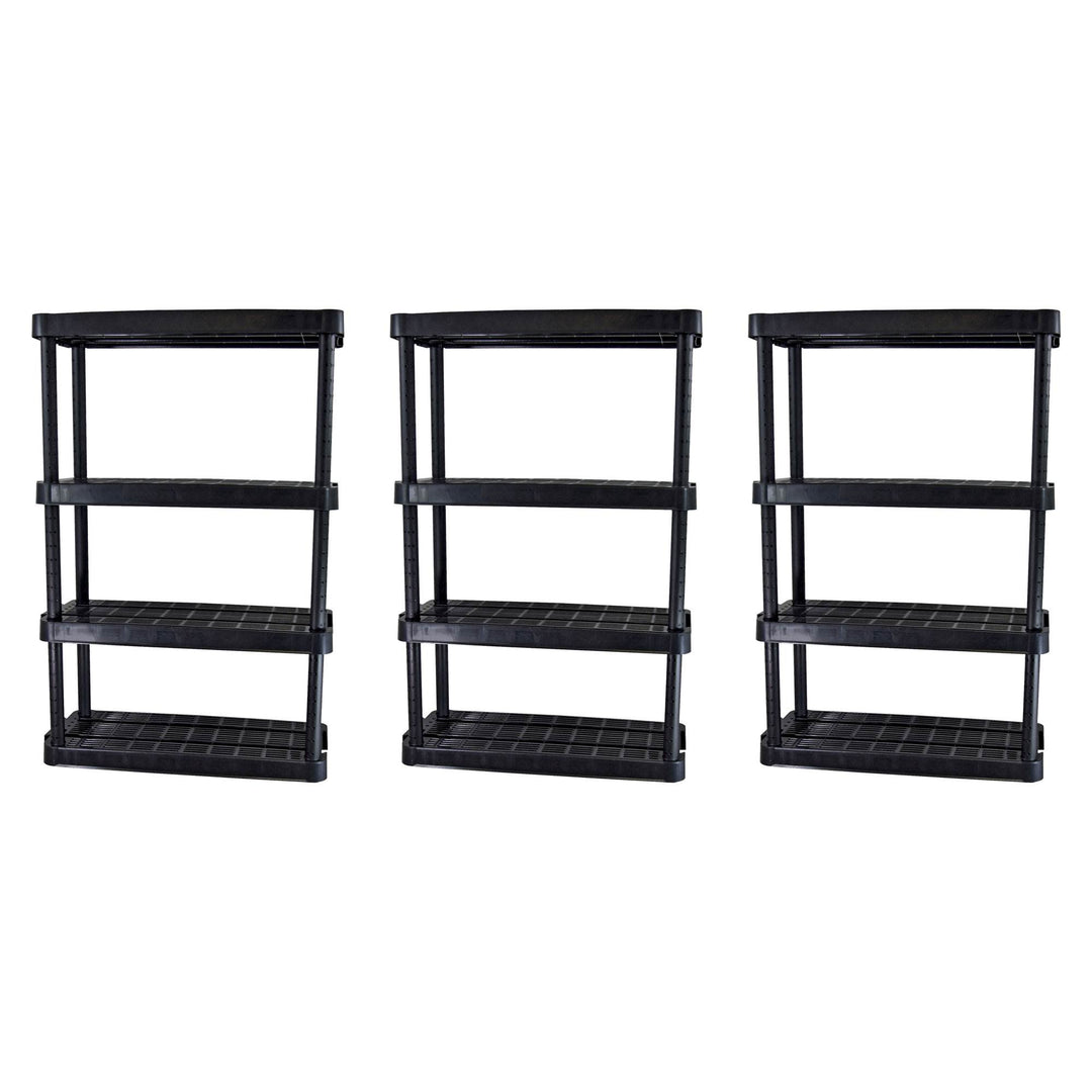 Gracious Living 4 Shelf Adjustable Height Medium Duty Storage, Black (3 Pack)