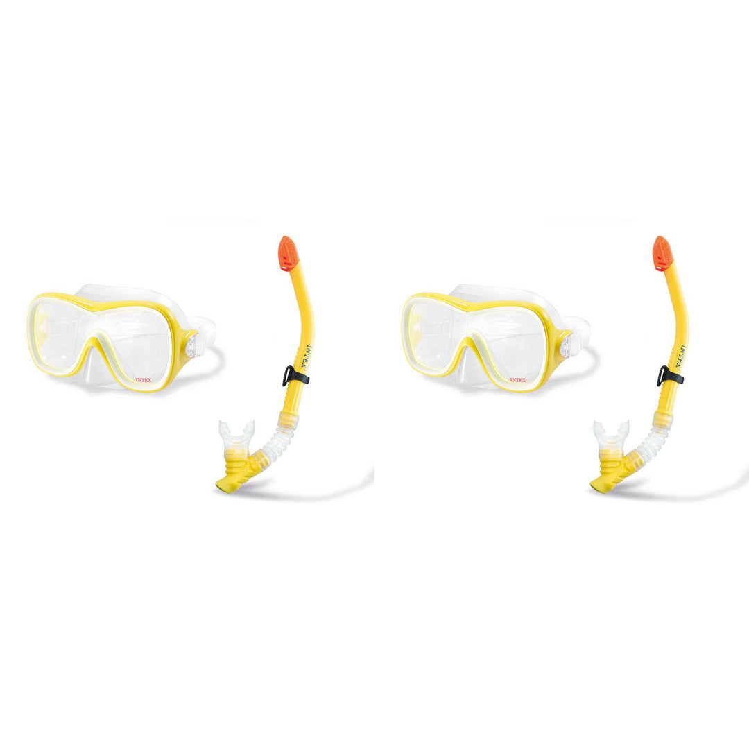 Intex Wave Rider Hypoallergenic Latex Free Mask & Easy Flow Snorkel Set (2 Pack)