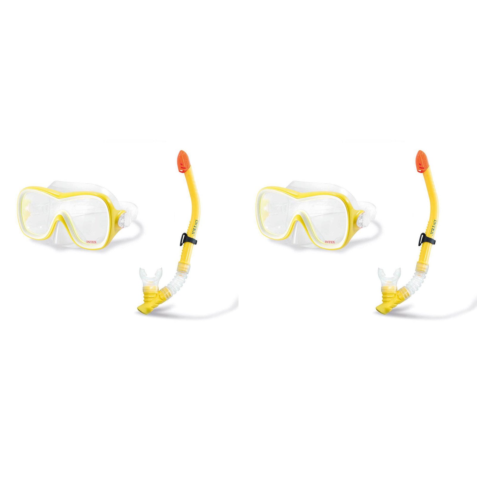 Intex Wave Rider Hypoallergenic Latex Free Mask & Easy Flow Snorkel Set (2 Pack) - VMInnovations