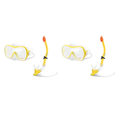 Intex Wave Rider Hypoallergenic Latex Free Mask & Easy Flow Snorkel Set (2 Pack) - VMInnovations