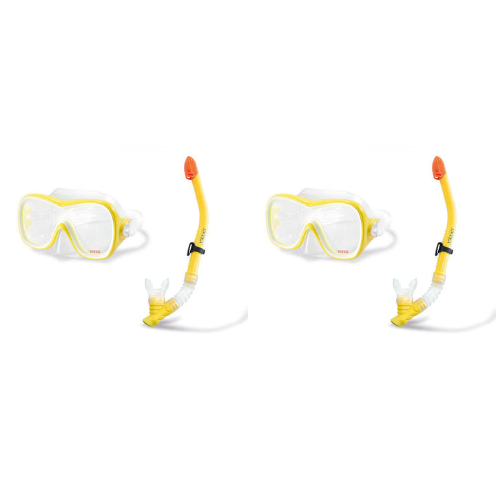 Intex Wave Rider Hypoallergenic Latex Free Mask & Easy Flow Snorkel Set (2 Pack)