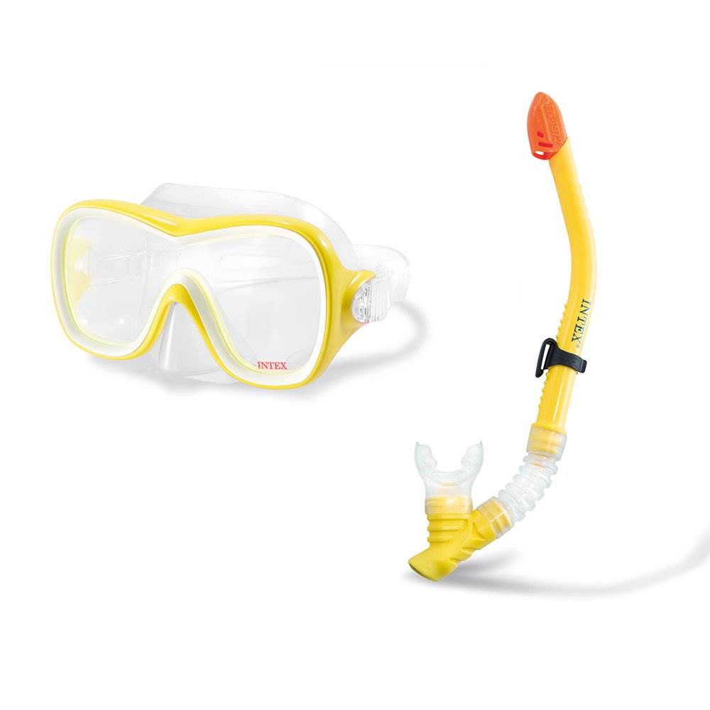 Intex Wave Rider Hypoallergenic Latex Free Mask & Easy Flow Snorkel Set (2 Pack) - VMInnovations