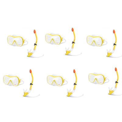 Intex Wave Rider Hypoallergenic Latex Free Mask & Easy Flow Snorkel Set (6 Pack)