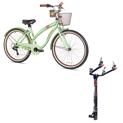 Margaritaville 26" Ladies Coast is Clear Cruiser Bike & 2 Bike Free Hitch Rack