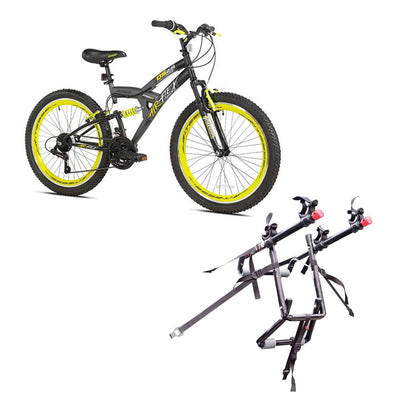 Kent Bikes Avigo Air Flex Steel 24 Inch Boys BMX Bike & 2 Bike Car Trunk Rack