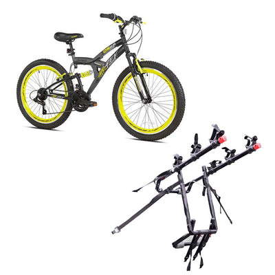 Kent Bikes Avigo Air Flex Steel 24 Inch Boys BMX Bike & 3 Bike Car Trunk Rack