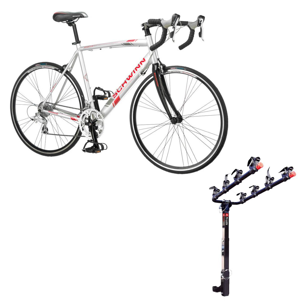 Schwinn 700C Phocus 1600 Womens Drop Bar Road Bicycle & 4 Bike Car Bumper Rack