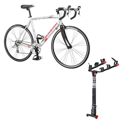 Schwinn 700C Phocus 1600 Womens Drop Bar Road Bicycle & 3 Bike Car Hitch Rack
