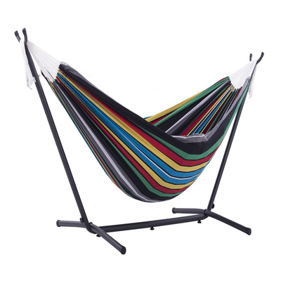 Vivere Cotton Double Hammock w/ Universal Steel Stand Combo, Rio Night(Open Box)