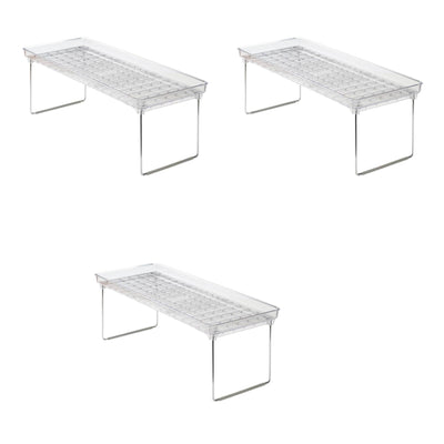 Madesmart Clear Stacking Cabinet Countertop Organizer Rack Shelf, Large (3 Pack)
