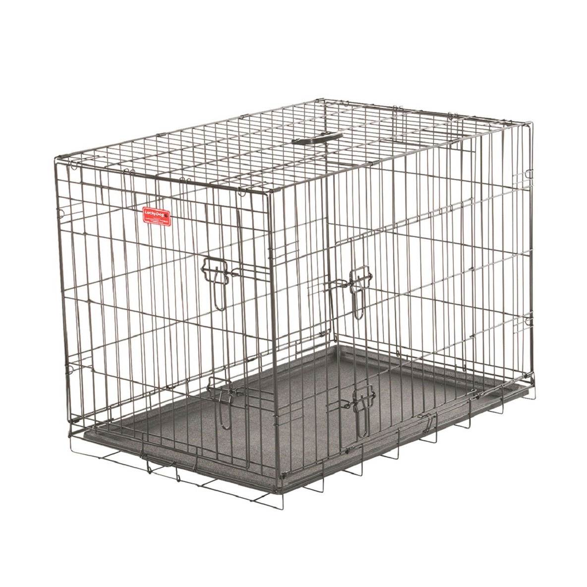 Lucky Dog 2 Door Dog Kennel w/ Leak Proof Removable Pan & Mat, Medium (Open Box)